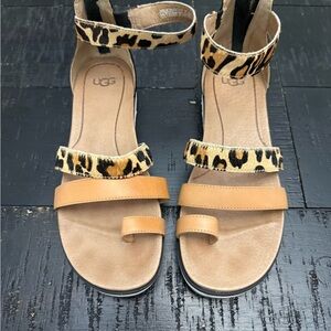 UGG Tan and Brown Sandals with Ankle Strap